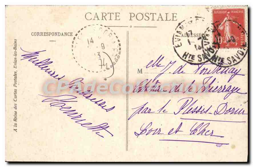 EVIAN-les-BAINS et la Dent d'Oche — vue panoramique — éditeur inconnu, n° 210 — Verso