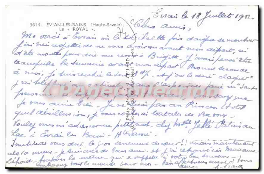 Hôtel Royal — Évian-les-Bains — Éditeur Cellard, n° 3614 — Reverso