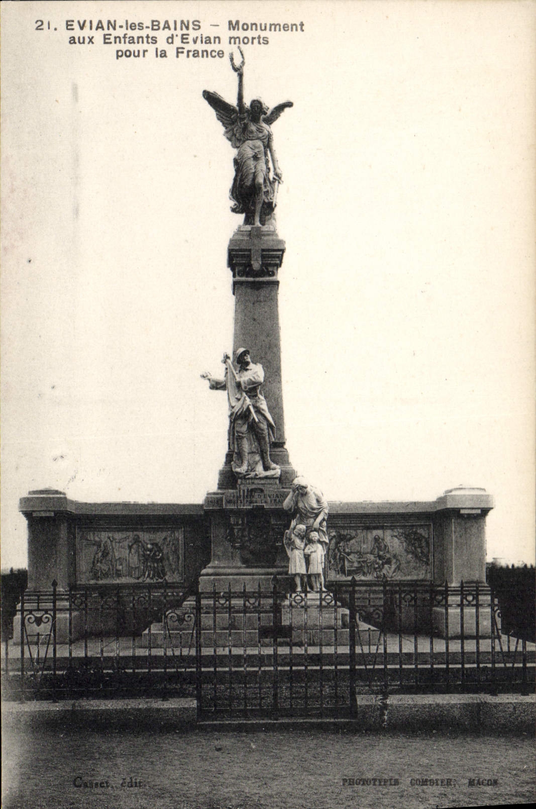 EVIAN-les-BAINS — Monument aux Enfants d'Evian morts pour la France — Phototypies Combier, Mâcon