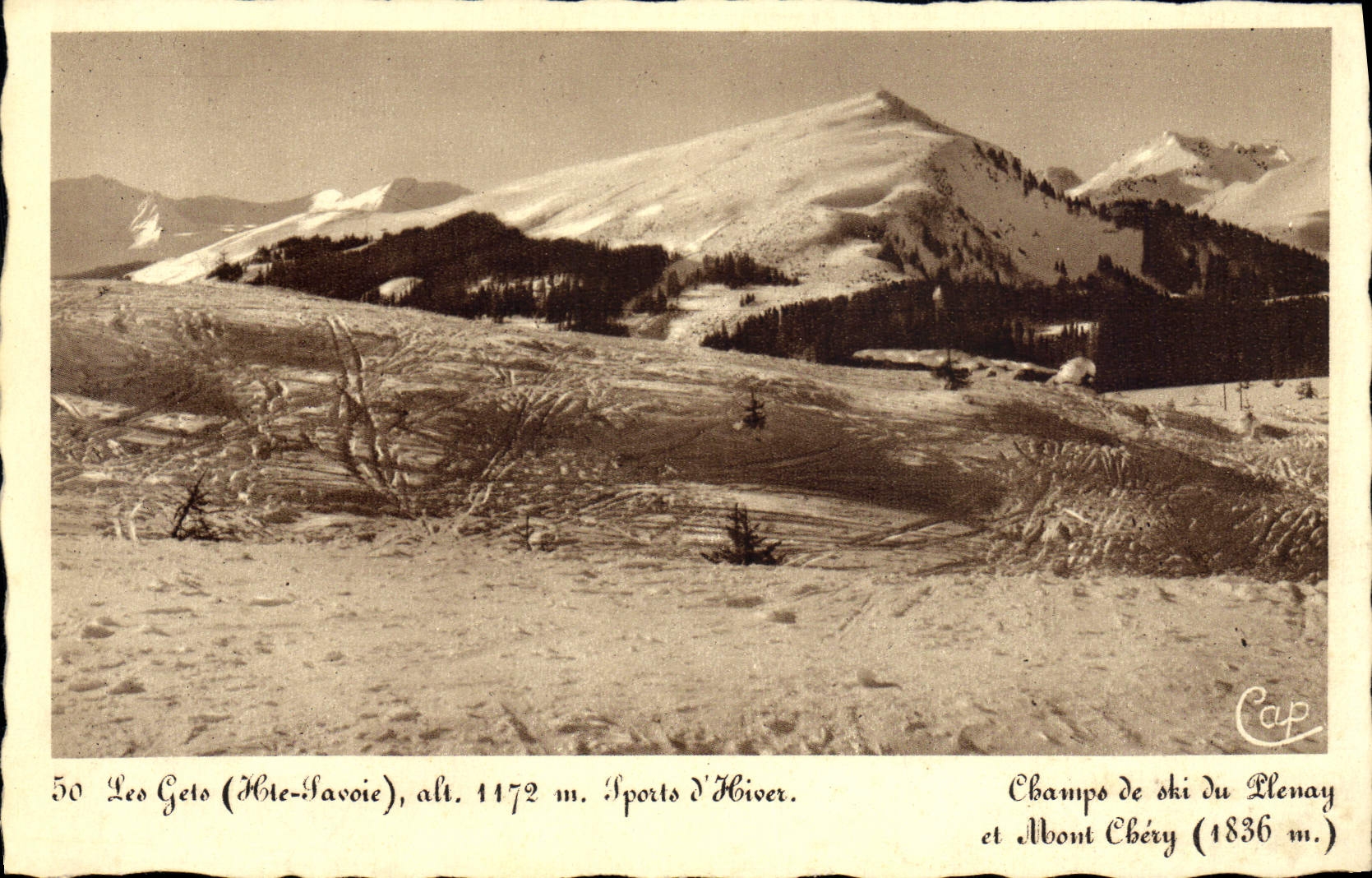 Les Gets (Haute-Savoie), alt. 1172 m. — Sports d'Hiver — Champs de ski du Plenay et Mont Chéry (1836 m.) — éditeur Cap