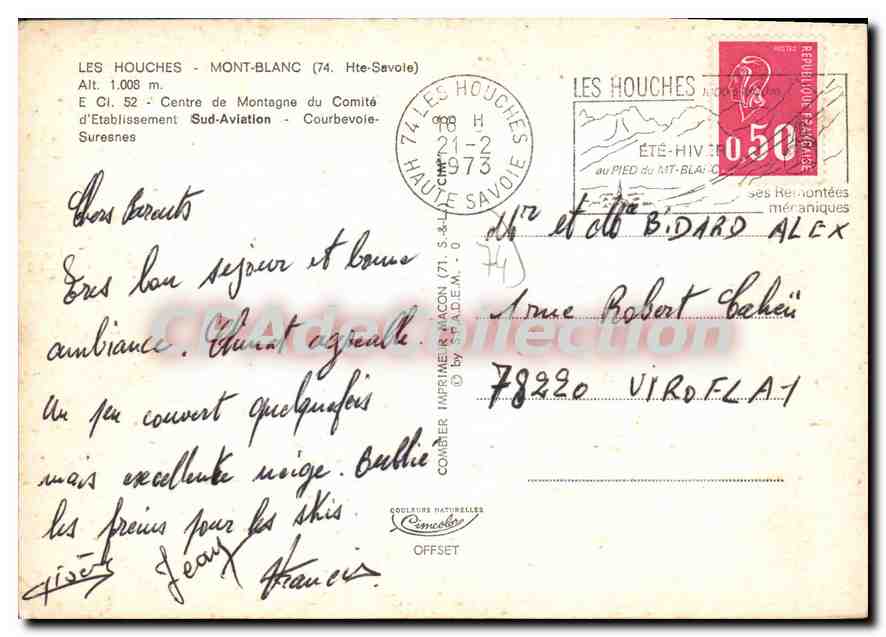 Les Houches - Mont-Blanc (74) — Centre de Montagne du Comité d'Etablissement Sud-Aviation — éditeur Cing — Rückseite