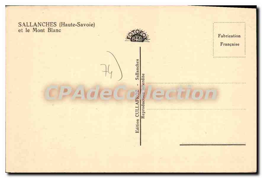 Sallanches (Haute-Savoie) et le Mont Blanc — Édition CULLAFKOZ, Paris — Reverso