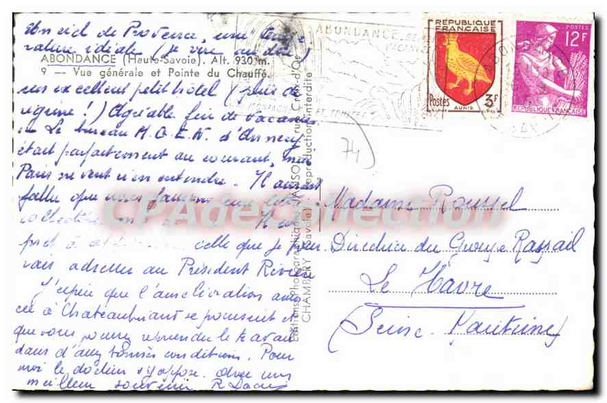 CPA Abondance Vue Generale Et Pointe Du Chauffé — Rückseite