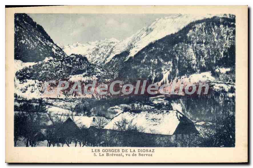 Die Gorges der Diosaz — Der Brévent von Servoz gesehen — Edition J.-D. Bradney