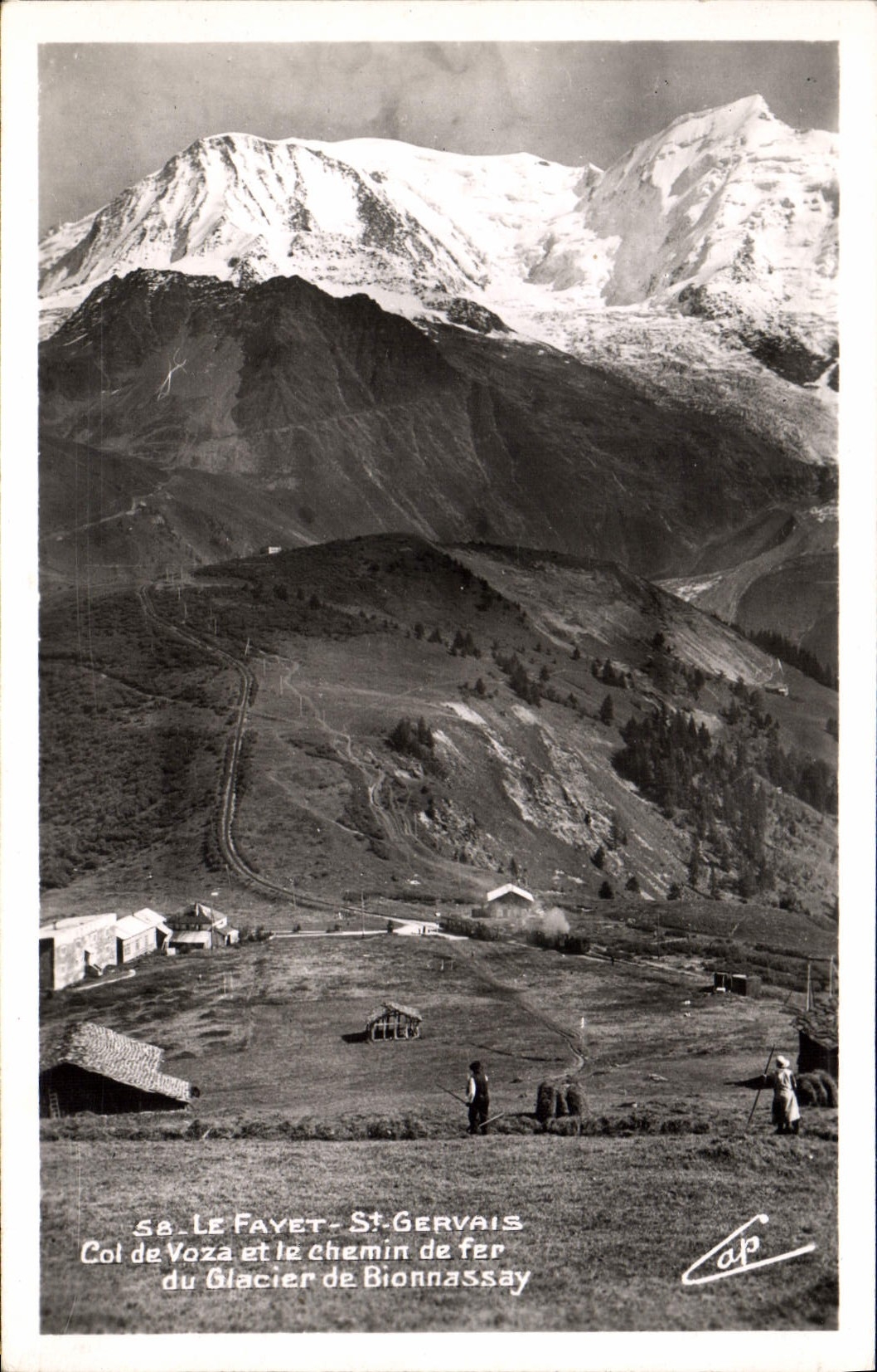 Col de Voza en de trein van het Gletsjer van Bionnassay — Le Fayet-St-Gervais — C.A.P. (n° 58)
