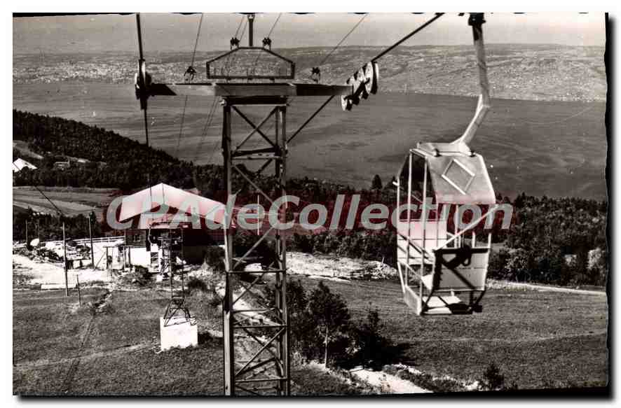 Tholillon-les-Mémises — Abfahrtsstation der Seilbahn — Ausblick auf den See Léman und die Schweizer Küste vom Panoramarausch — Édition Annecy