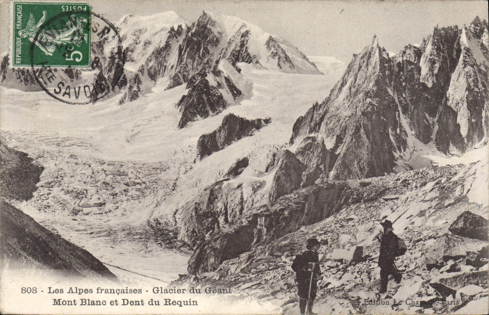 Les Alpes françaises - Glacier du Geant - Mont Blanc et Dent du Requin — Édition Le Champs, Paris, n° 808