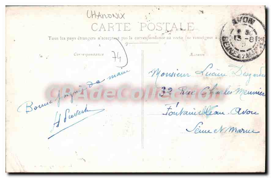 Les Alpes françaises - Glacier du Geant - Mont Blanc et Dent du Requin — Édition Le Champs, Paris, n° 808 — Verso