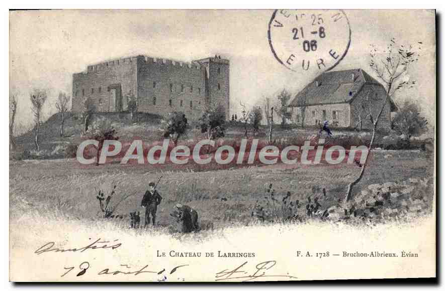 Le Château de Larringes — Éditeur F. A. 1728 — Bruchon-Albrieux. Évian - Anverso