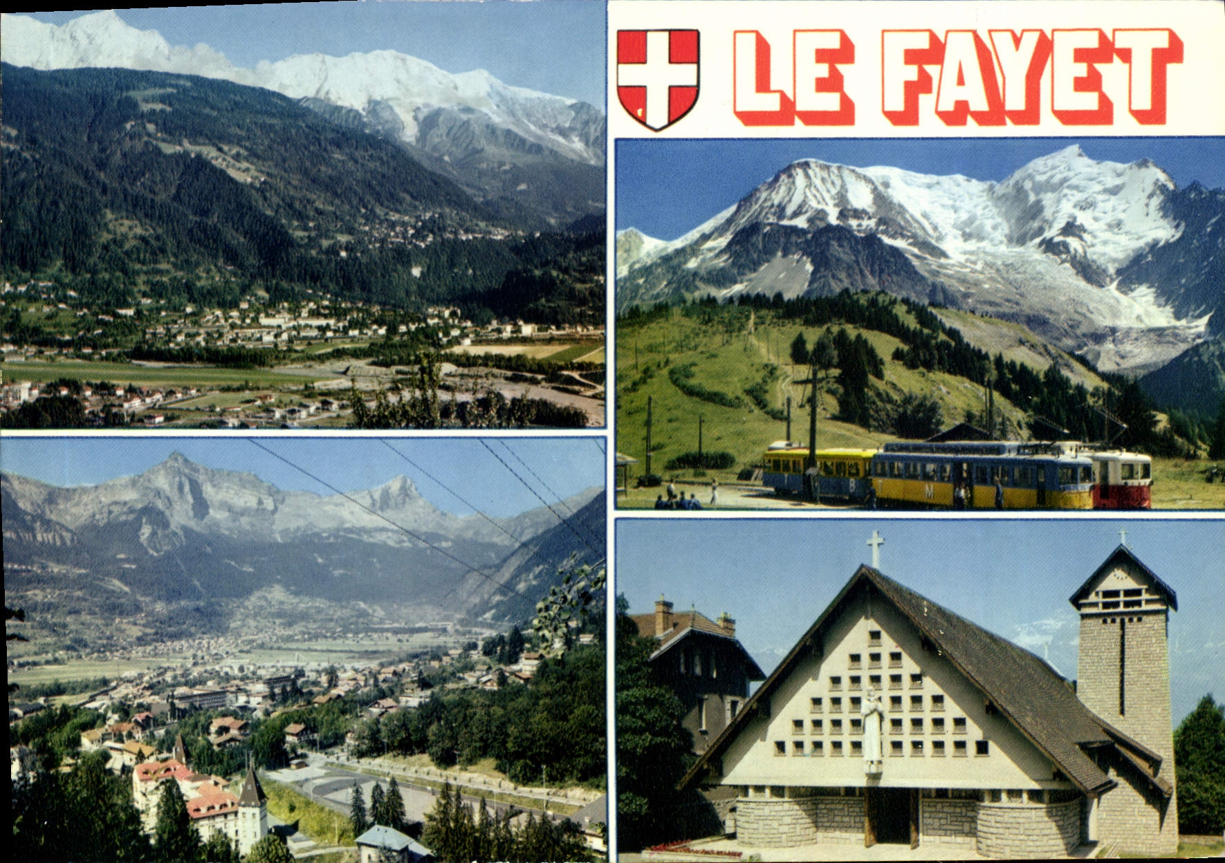 Le Fayet — Panoramablick, Mont Blanc, Seilbahn, Kirche — CIMCOLOR