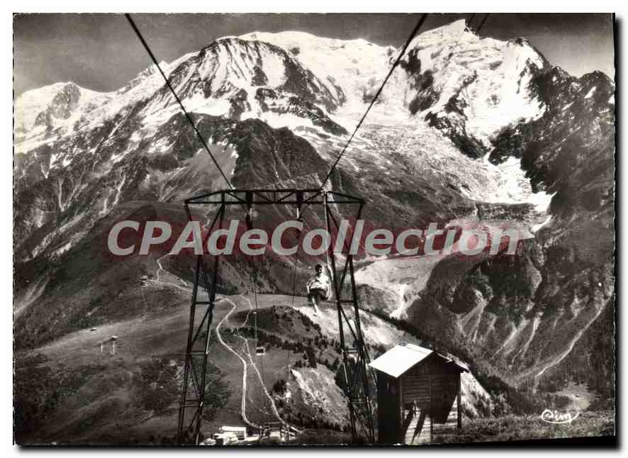 Col de Voza — Blick auf den Seilbahn und das Massiv des Léman — Vintage Postcard/Antike Ansichtskarte