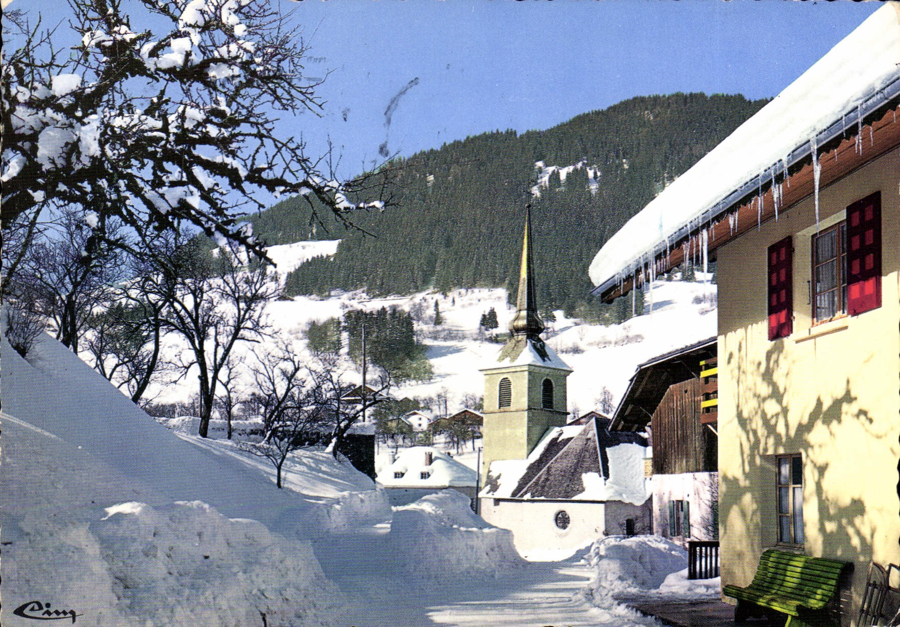 Seytroux (74) - Die Kirche unter Schnee — Verlag Combier Imprimeur Maccon (74) S.A.L.