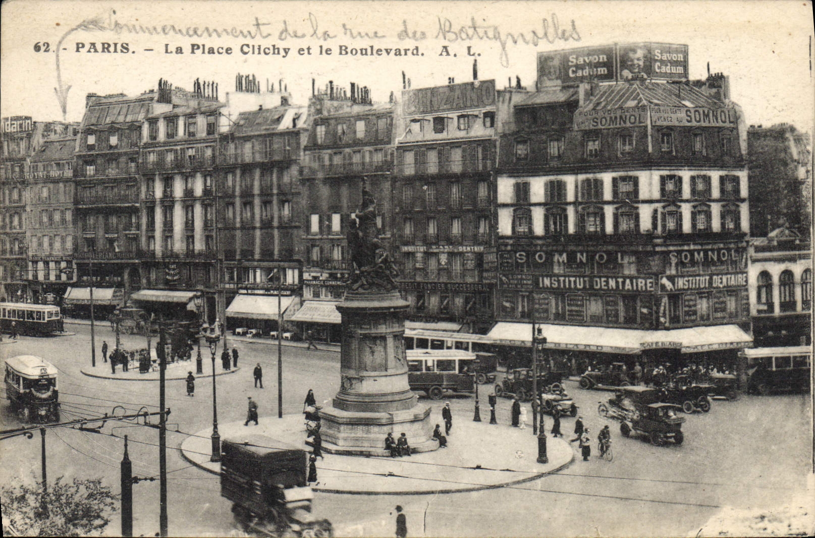 CPA Paris la Place Clichy Et Le Boulevard