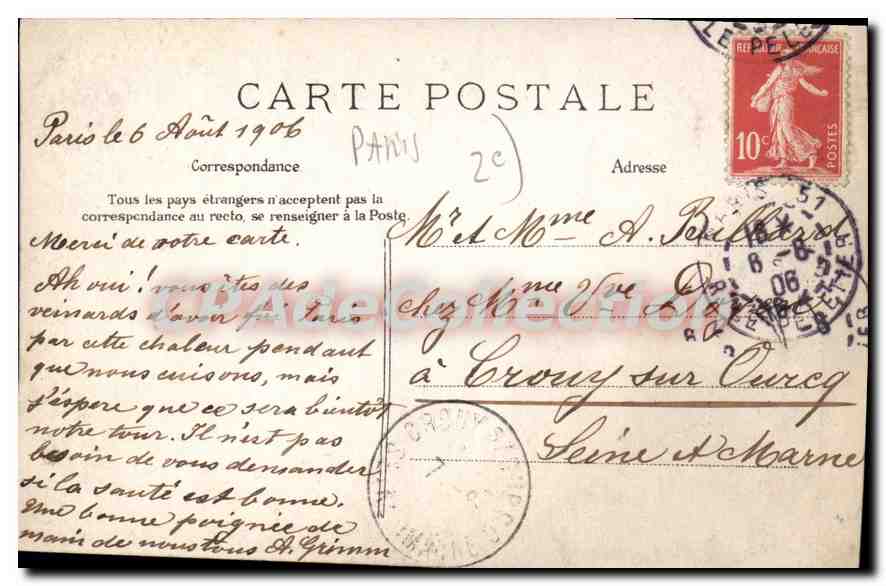 CPA Paris Boulevard Des Italiens — Verso