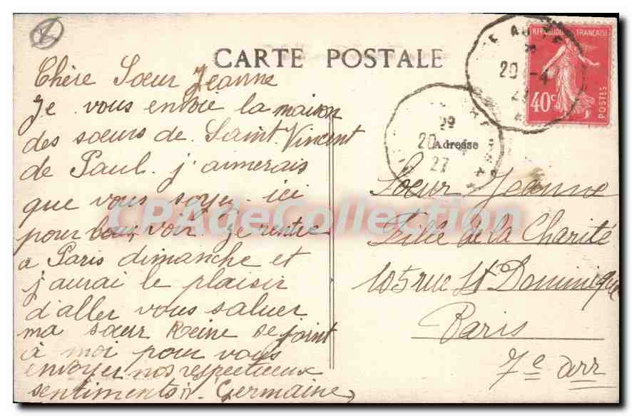 CPA Criel Sur Mer Chateau Des Soeurs De Briançon hôpital Saint-Louis fondé en 1685 — Rückseite