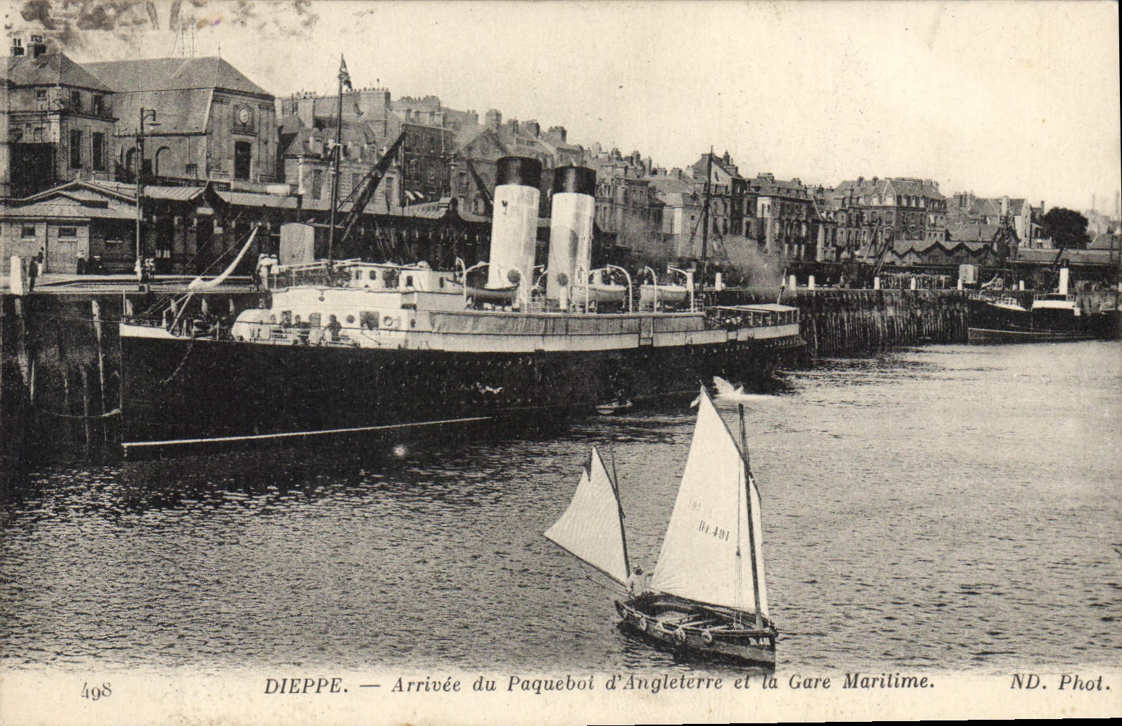 Dieppe — Arrivée du Paquebot d'Angleterre et la Gare Maritime — ND. Phot. n°498