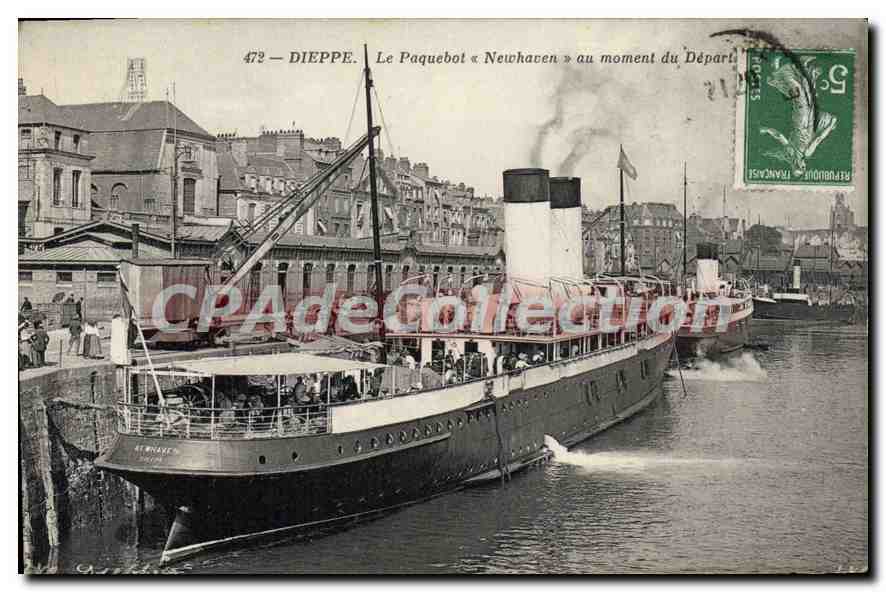 CPA Dieppe Le Paquebot Newhaven Au Moment du départ