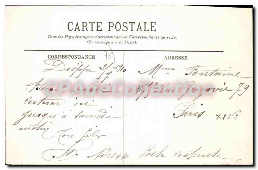 Dieppe — Le Casino — La Terrasse — LL. — n°143 — Verso
