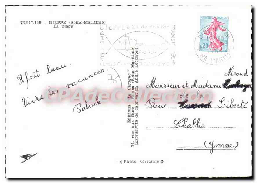 Dieppe - La plage — Éditions 'La Gignone' n°76.217.148 — Reverso