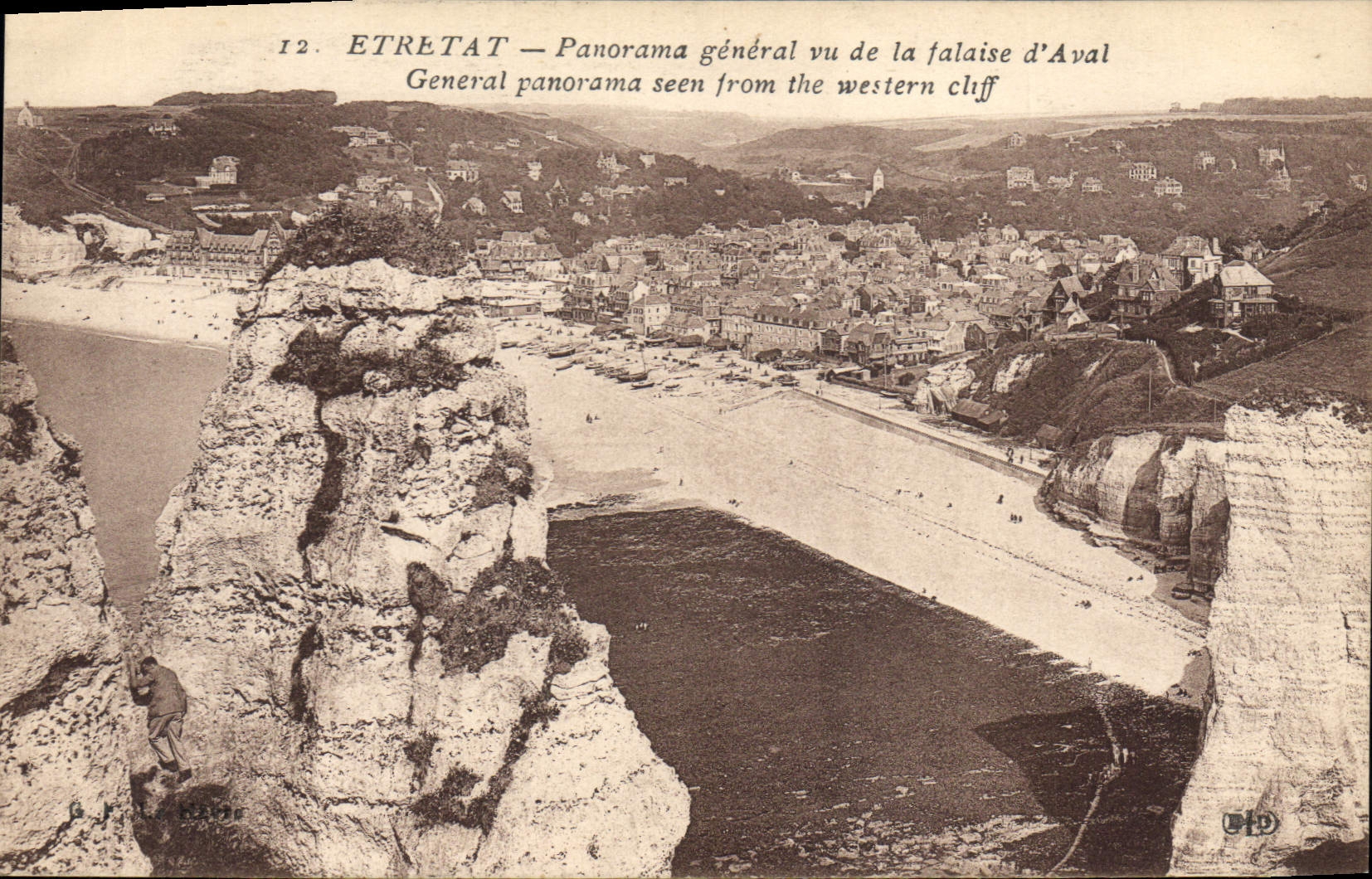 CPA ETRETAT Panorama General Vu De La Falaise d'Aval