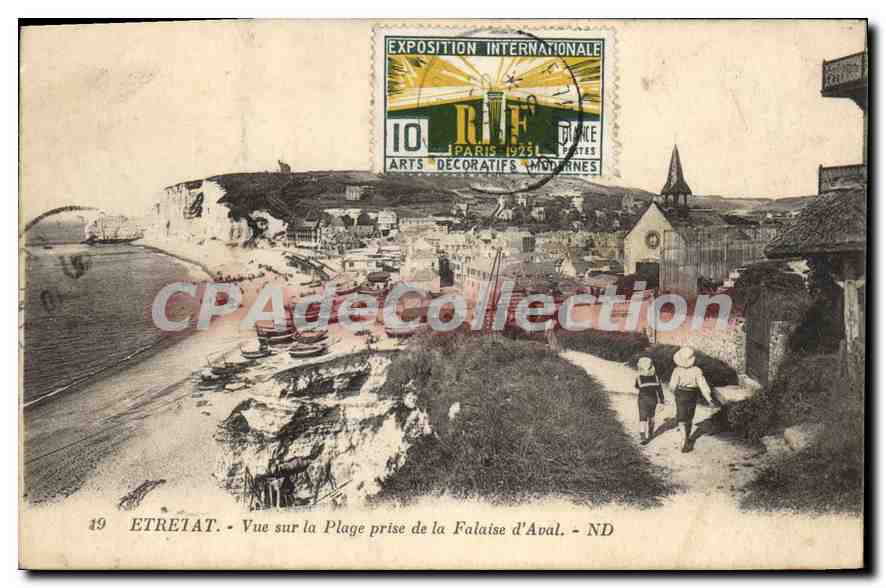 CPA ETRETAT Vue Sur La Plage Prise De La Falaise d'Aval