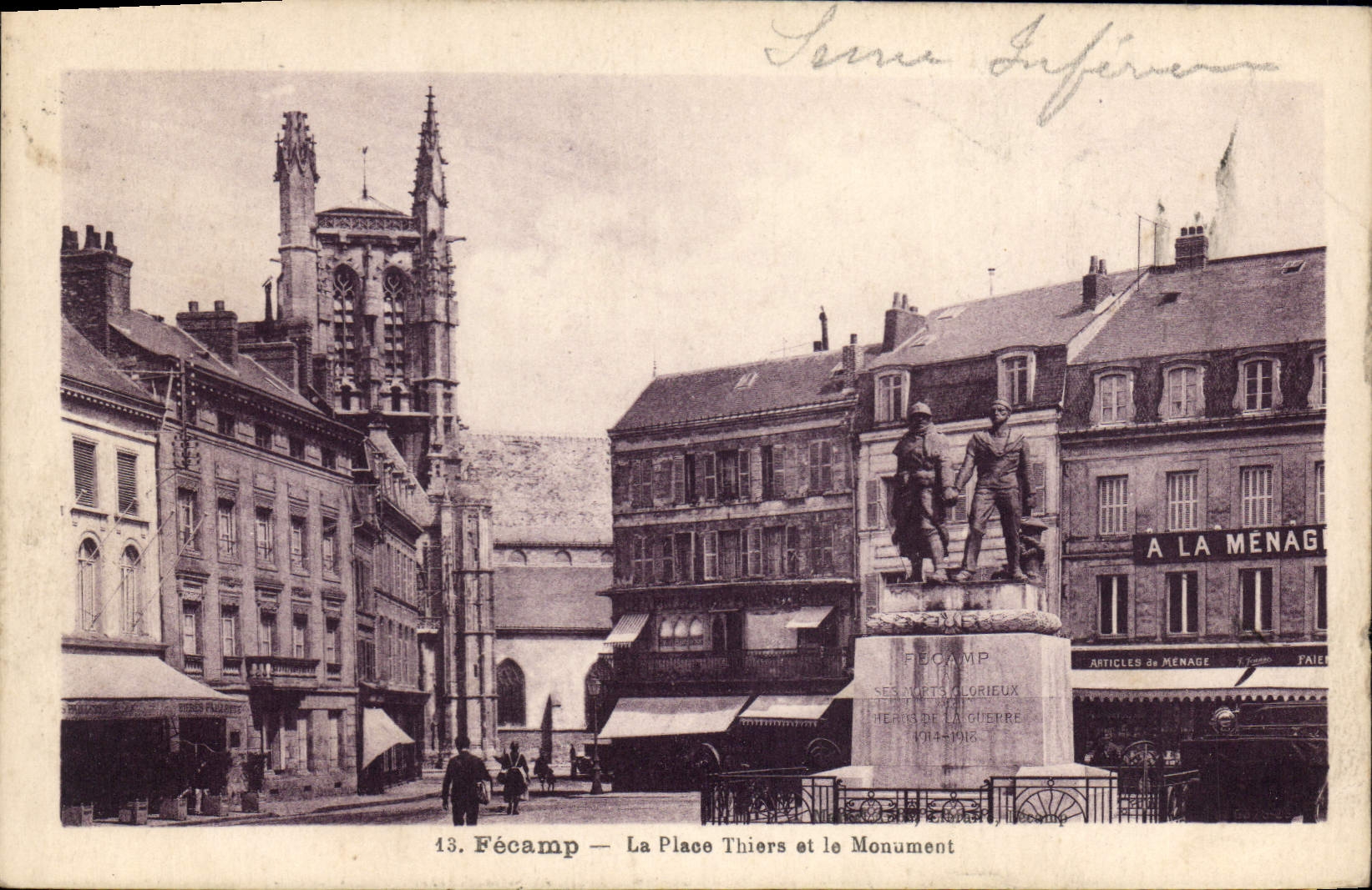 CPA Fecamp La Place Thiers Et Le Monument