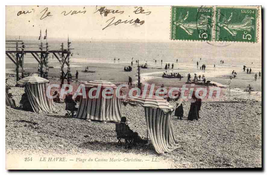 CPA Le Havre Plage Du Casino Marie Christine