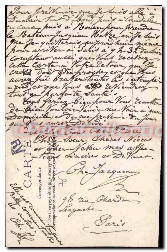 CPA Le Havre Une Pensee — Verso