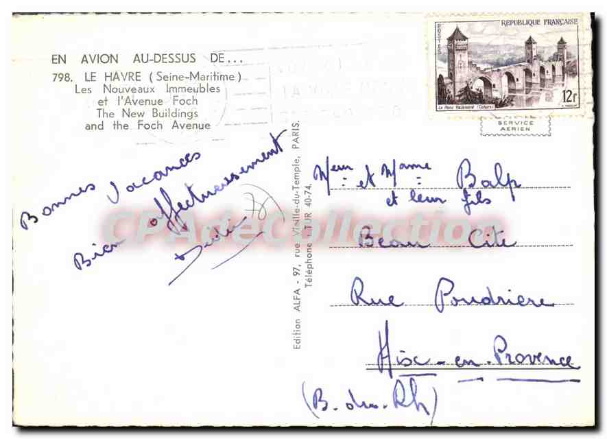 CPSM Le Havre Les Nouveaux Immeubles Et I'Avenue Foch — Verso