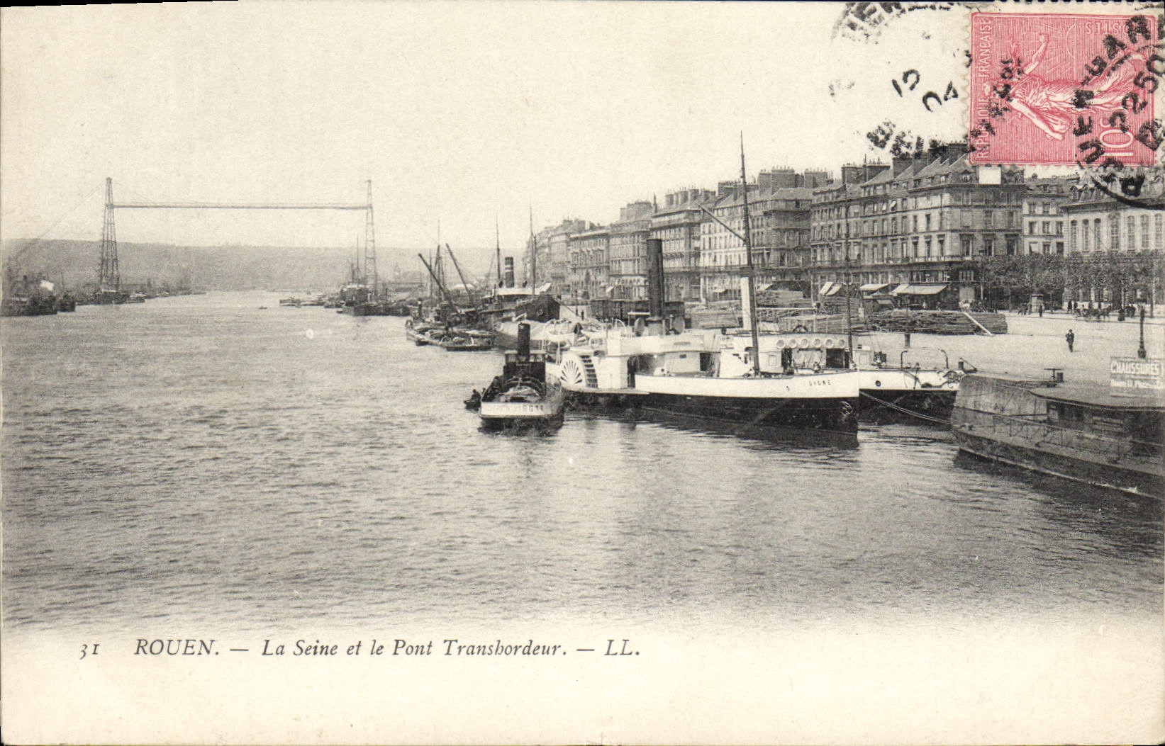 CPA Rouen La Seine Et Le Pont Transbordeur