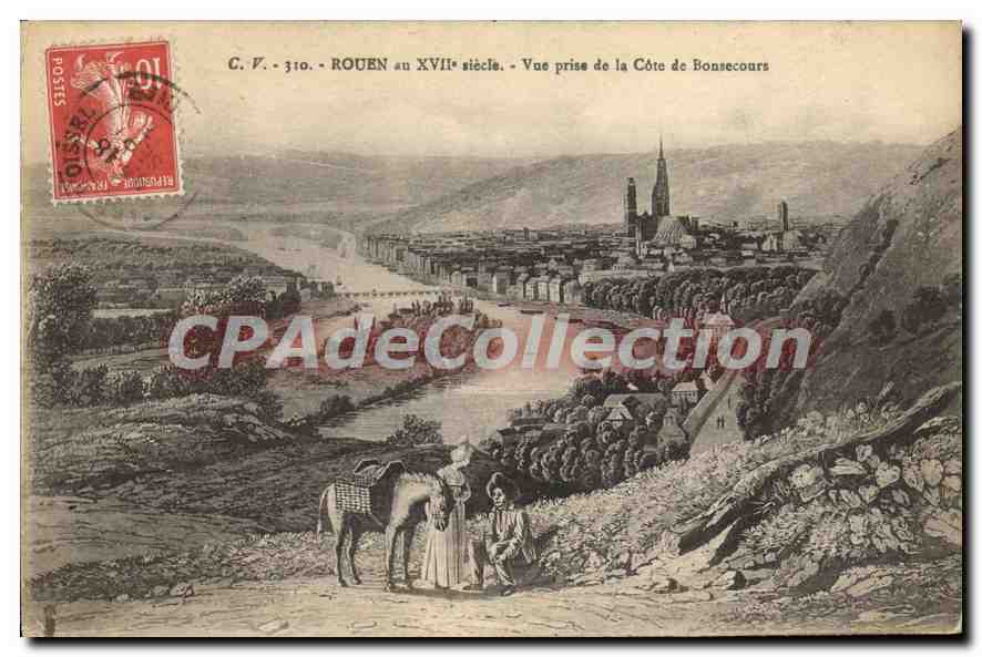 CPA Rouen au XVIIème siècle Vue Prise De La Cote De Bonsecours
