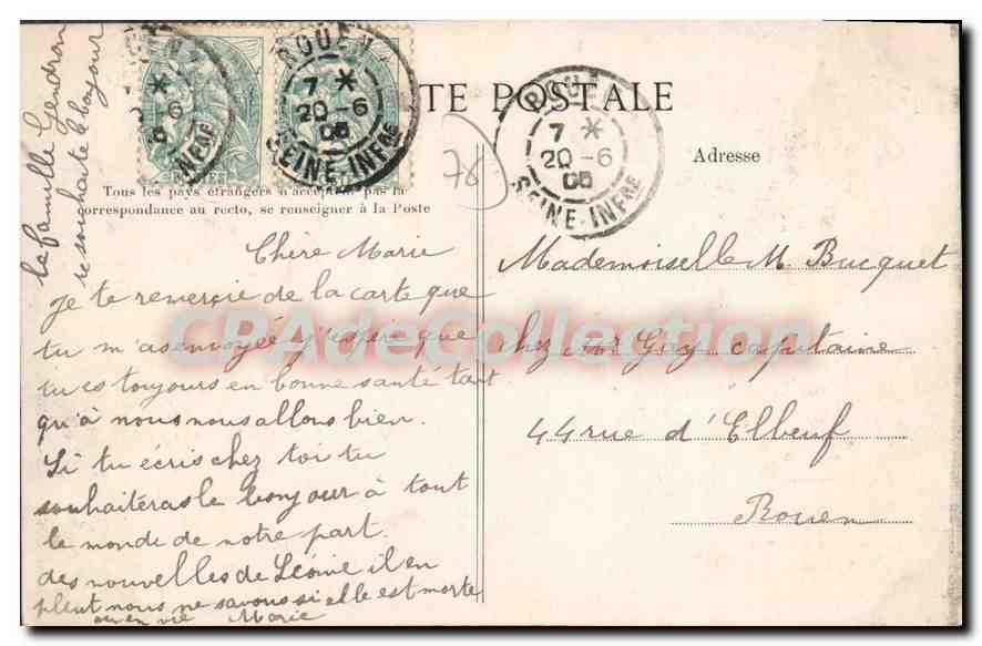 CPA Rouen Place De La Republique bonneterie DUBUS-LECLIN — Rückseite