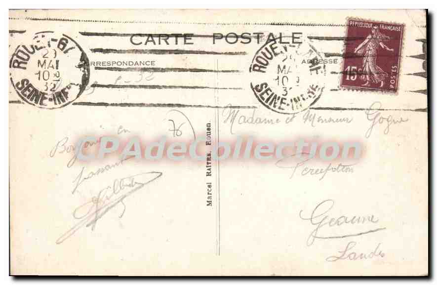 CPA Souvenir De Rouen le pôt de chambre — Rückseite