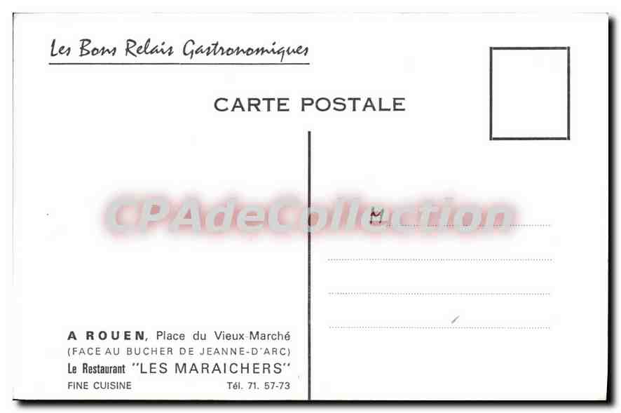 CPA Rouen Place Du Vieux Marché restaurant les maraichers — Rückseite