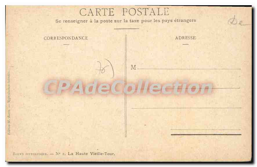 CPA Rouen La Haute Vieille Tour — Rückseite