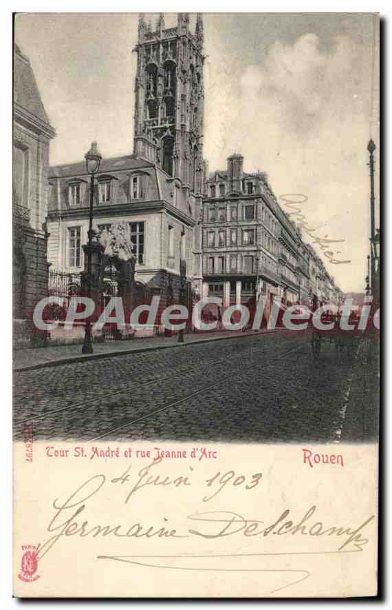 CPA Rouen Tour St Andre Et Rue Jeanne D'Arc