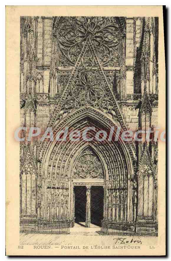CPA Rouen Portail De L'Eglise Saint Ouen