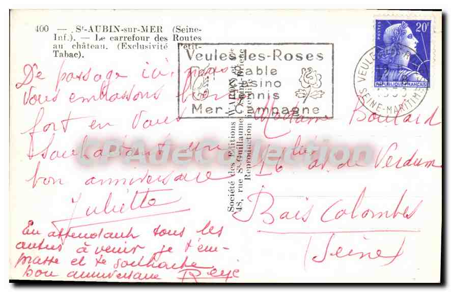 Le château de Saint-Aubin-sur-Mer — carrefour des routes — éditeur Veule-des-Roses — Reverso