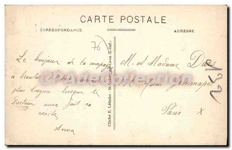 CPA Saint Valery En Caux Vue Generale — Rückseite