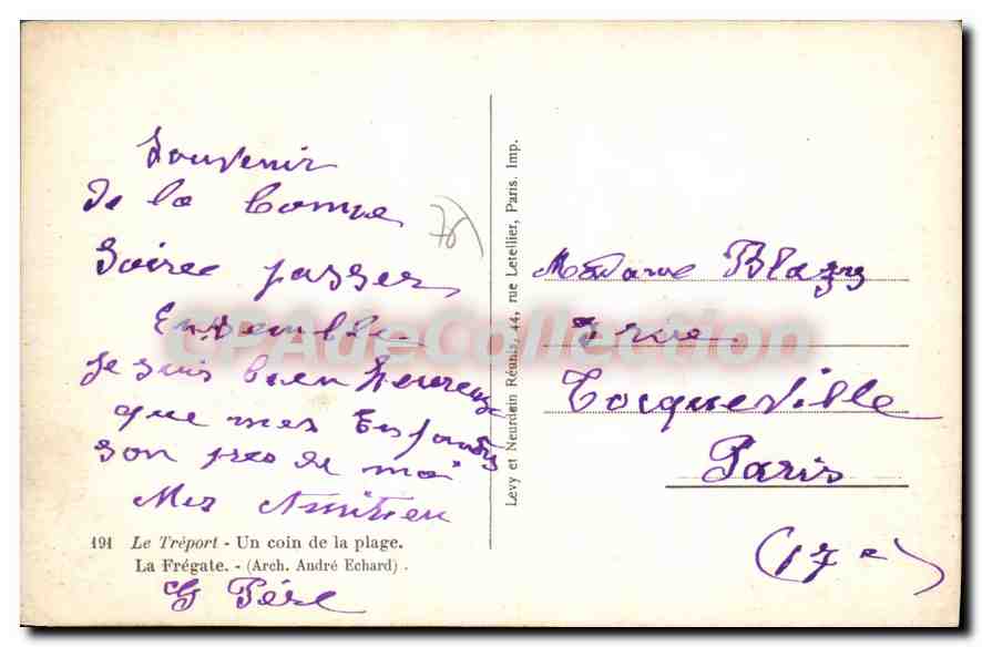 CPA Le Treport Un Coin De La Plage — Rückseite