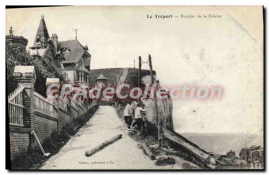 CPA Le Treport Escalier De La Falaise