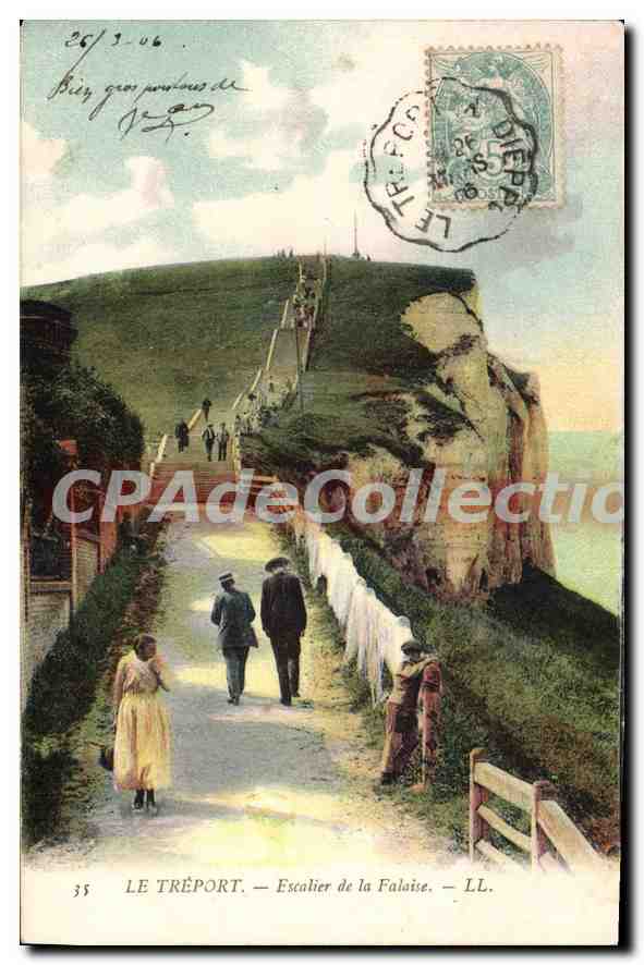 CPA Le Treport Escalier De La Falaise