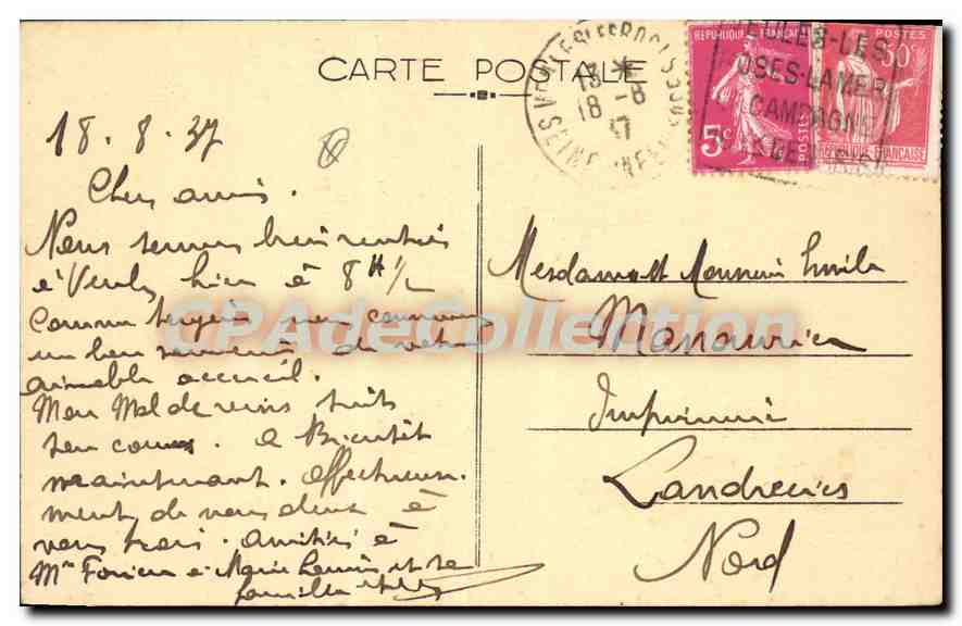 CPA Veules Les Roses La Villa De Paul Meurice pavillon Victor Hugo — Rückseite