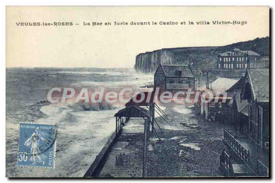 CPA Veules Les Roses La Mer En Furie Devant Le Casino villa Victor Hugo