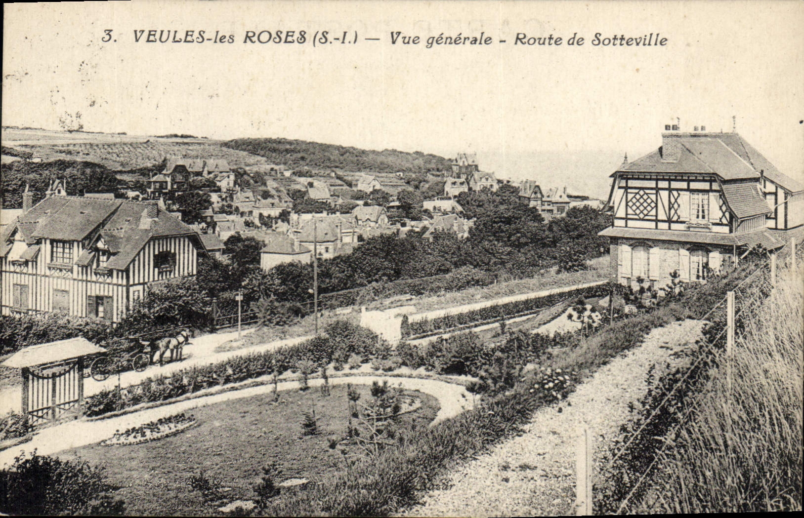 CPA Veules Les Roses Vue Generale Route De Sotteville