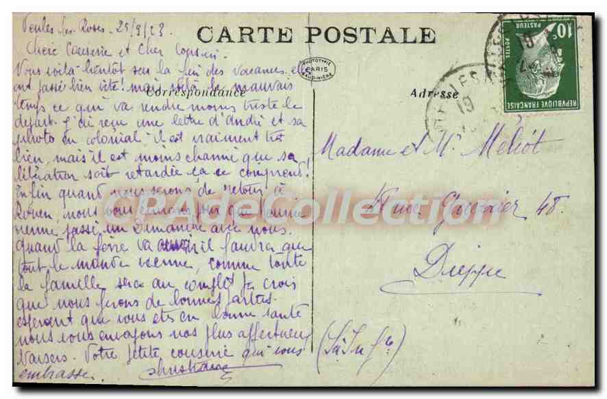 CPA Veules Les Roses Vue Generale Route De Sotteville — Rückseite