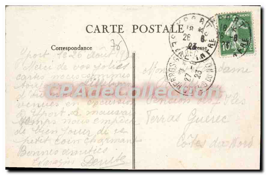 CPA Yport La Plage Et La Falaise D'Amont — Rückseite