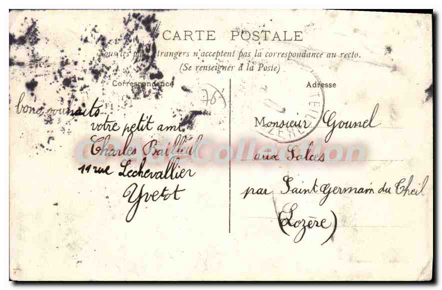 CPA Un Bonjour D'Yvetot — Rückseite