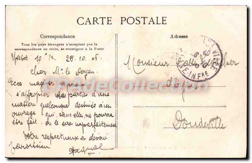 CPA Yvetot Institution Ecclesiastique La Chapelle — Rückseite