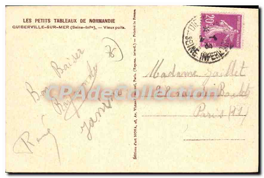 CPA Quiberville Sur Mer Vieux Puits — Verso